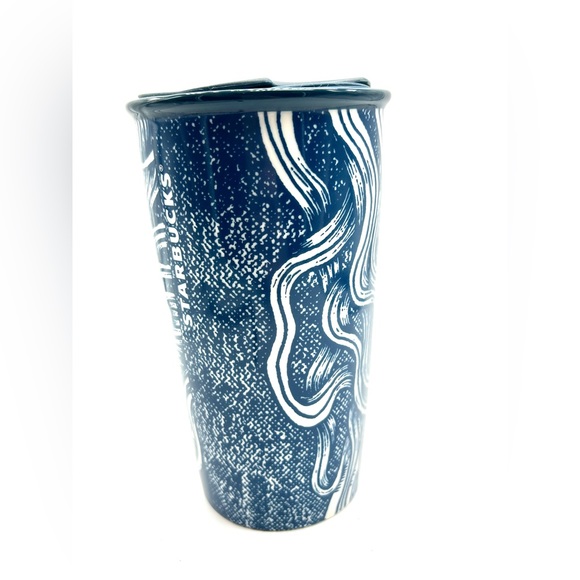 Starbucks 2016 Gold Crown Blue Mermaid Siren 12oz Ceramic Travel Tumbler Mug - Picture 6 of 16